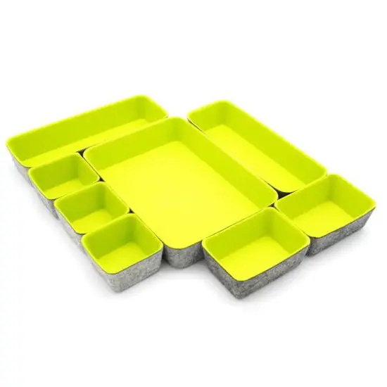 Welaxy Felt 8 Piece Drawer Organizer Tray Set Green {7}