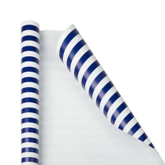 JAM Paper Striped Gift Wrap Blue and White {4}