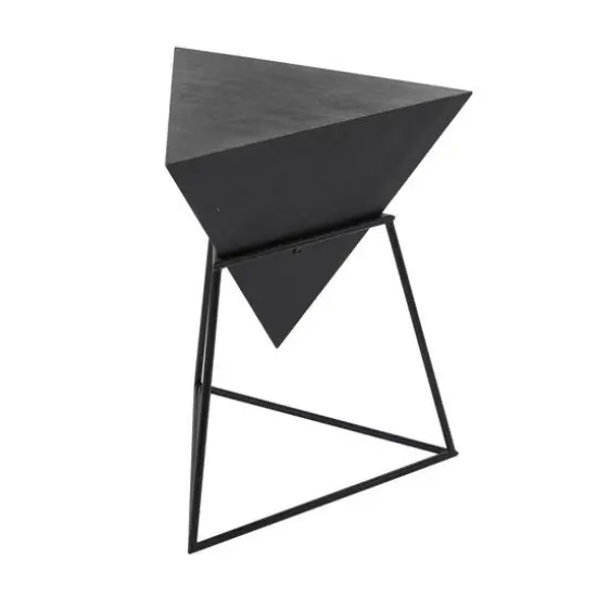 24" Metal Modern Accent Table Black on Black {4}