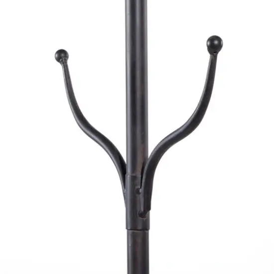 72" Black Metal & Wood Industrial Coat Rack {8}