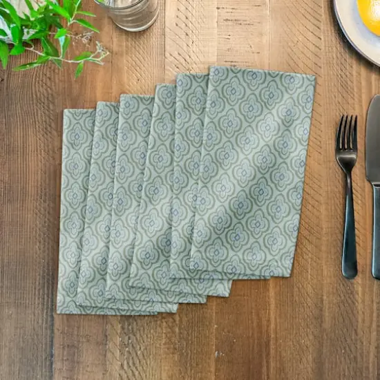 Quatre Cotton Twill Napkin Green on Blue {4}
