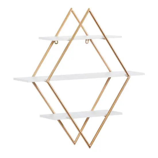 20" Gold Wood Glam Wall Shelf Set {3}