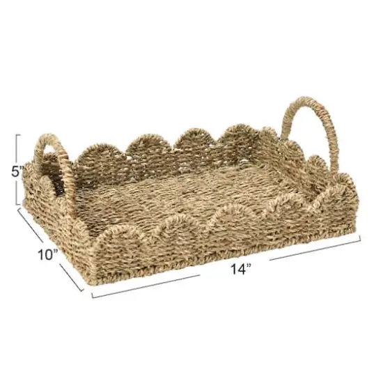 Household Essentials 14" Seagrass Tray with Scalloped Edge {6}