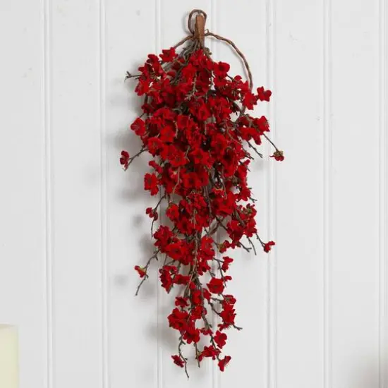 28&rdquo; Red Plum Blossom Teardrop Swag {6}