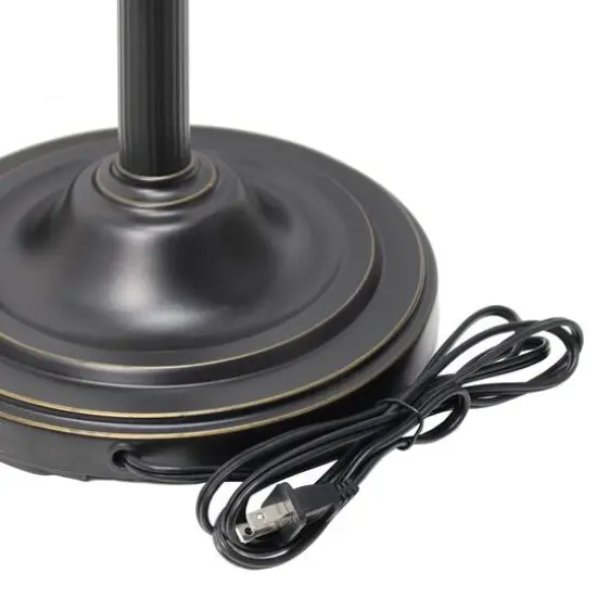 Lalia Home Torchiere Floor Lamp with Reading Light Restoration Bronze/Amber Shades {10}