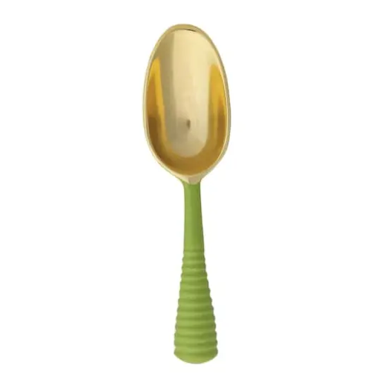 Hello Honey Enameled Aluminum Scoop with Ribbed Handle, Gold Finish and Green {5}