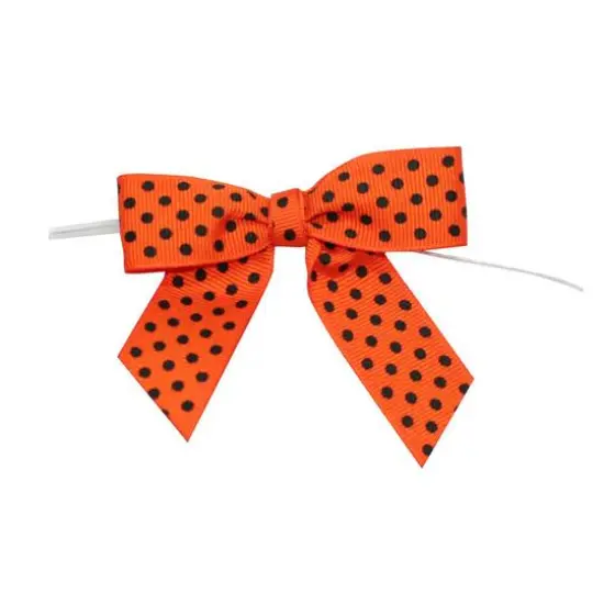 JAM Paper 3.25" Grosgrain Polka Dot Twist Tie Bows, 100ct. Orange and Black {1}