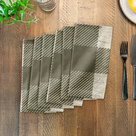 Green Buffalo Check Cotton Twill Napkin {4}