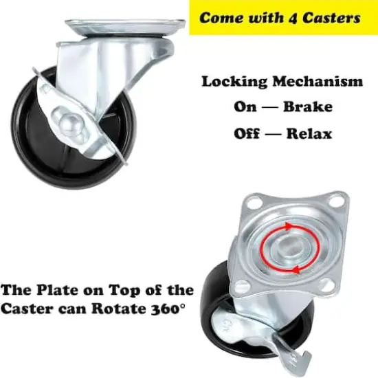 NEX&trade; Brown Industrial Pipe Metal Table Legs with Casters, 4ct. {5}