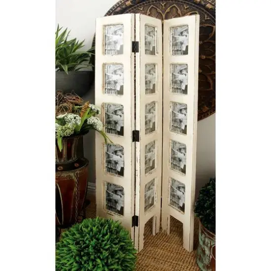 White Wood Farmhouse Room Divider Screen {10}