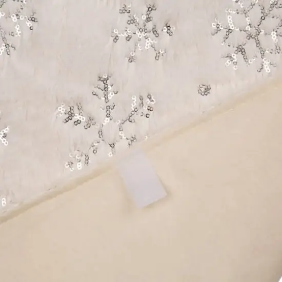 Glitzhome&reg; White Plush Snowflake Stockings & Tree Skirt Set {9}