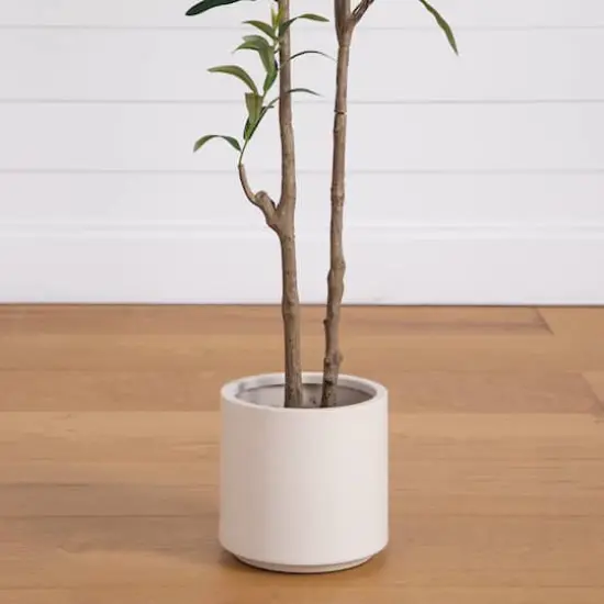 5ft. Artificial Minimalist Olive Tree in White Decorative Planter {8}