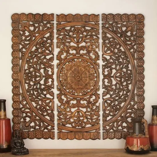 Brown Wood Traditional Wall D&eacute;cor Set {8}