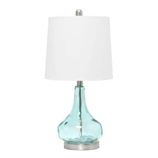 Lalia Home 23" Glass Table Lamp with White Fabric Shade Clear Blue {1}