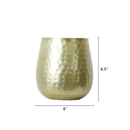 6.5" Gold Oval Shaped Iron Planter {3}