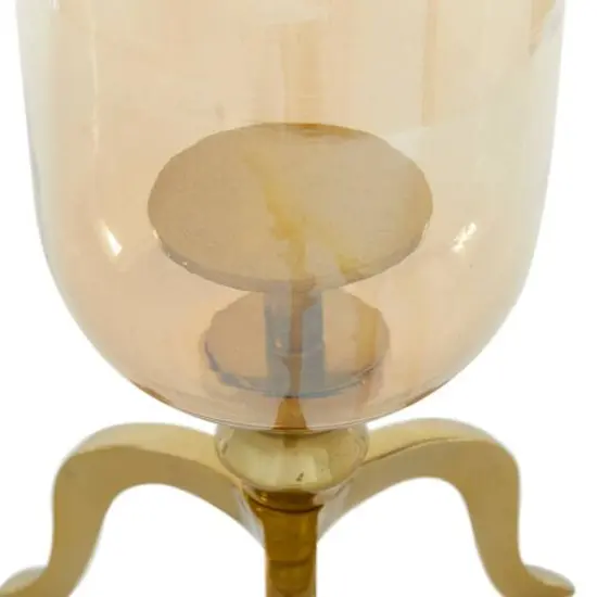 18" Gold Aluminum & Glass Traditional Candlestick Holder {5}