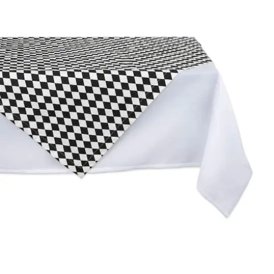 Black and Cream Harlequin Print Table Topper 40" x 40" {1}