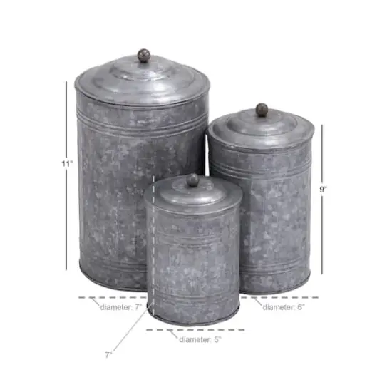 Gray Farmhouse Decorative Metal Cannister Set {3}