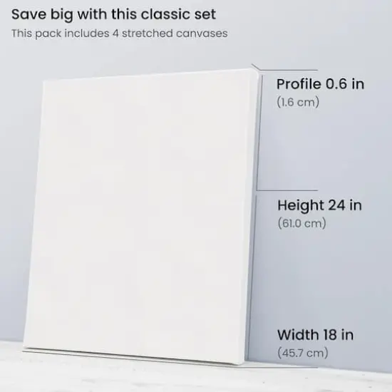 Arteza&reg; 18" x 24" White Classic Stretched Canvases, 4ct. {3}