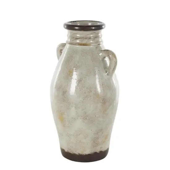 18" Cream Ceramic Antique Style Amphora Vase {4}