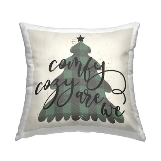 Stupell Industries Comfy Cozy Are We Plaid Tree Throw Pillow {1}