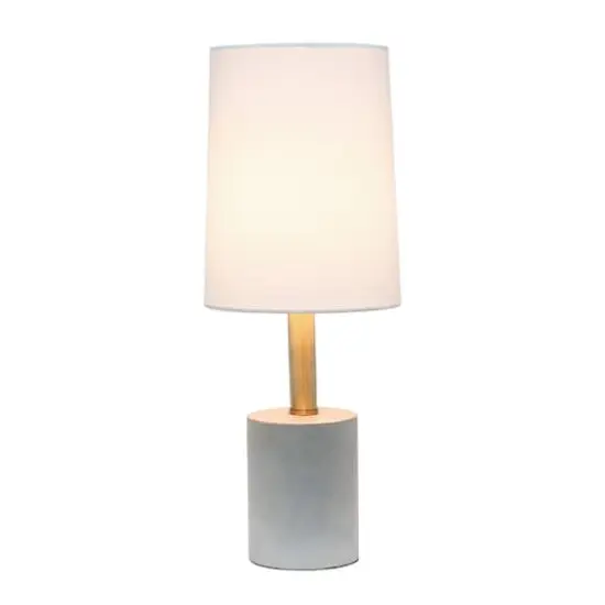 Lalia Home 18" Antique Brass Concrete Table Lamp with Linen Shade Brass and White {3}