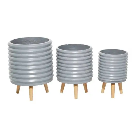 Set of 3 Grey MgO Contemporary Planter 18", 16", 14" {7}