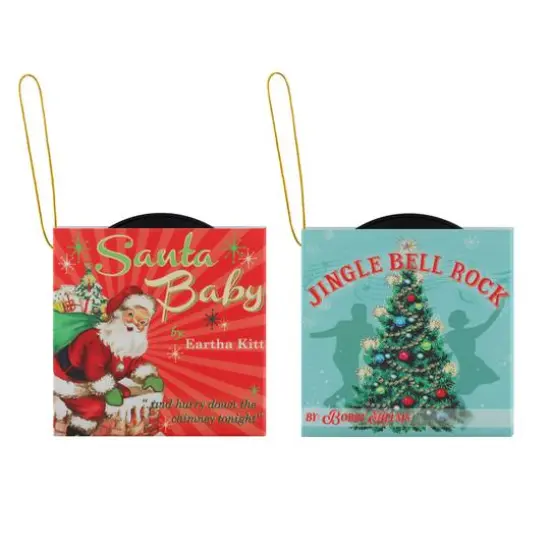 2ct. Vintage Vinyl Record Ornaments {1}