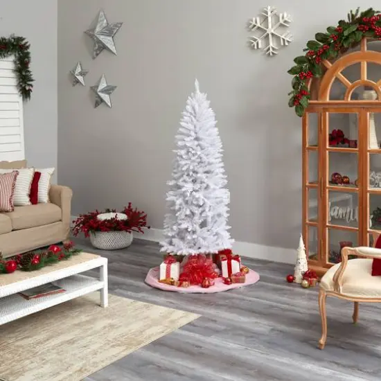 6ft. Unlit Slim White Artificial Christmas Tree {7}