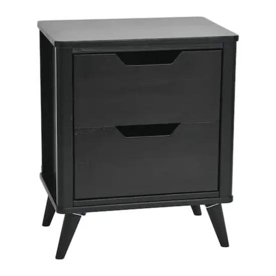 Hello Honey&reg; 26" Yume Mid Century Modern Solid Wood Nightstand with 2 Storage Drawers Black Stain Finish {1}