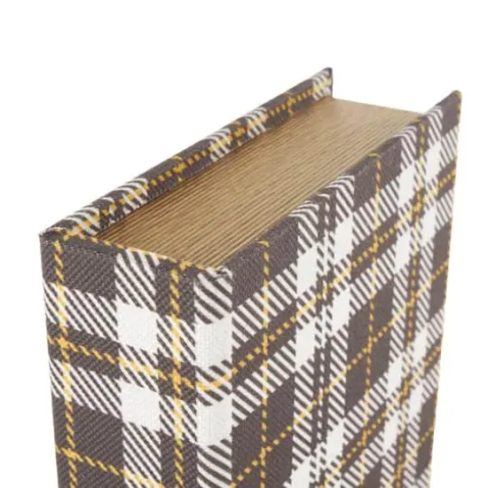 Multicolor Geometric Faux Book Storage Decorative Box with Plaid Inspired Pattern Set {5}