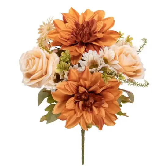 15" Toast Brown & Cream White Dahlia & Rose Mixed Bush by Ashland&reg; {1}