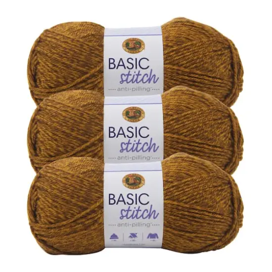 3 Pack Lion Brand&reg; Basic Stitch Anti Pilling&trade; Yarn Gold Heather {1}