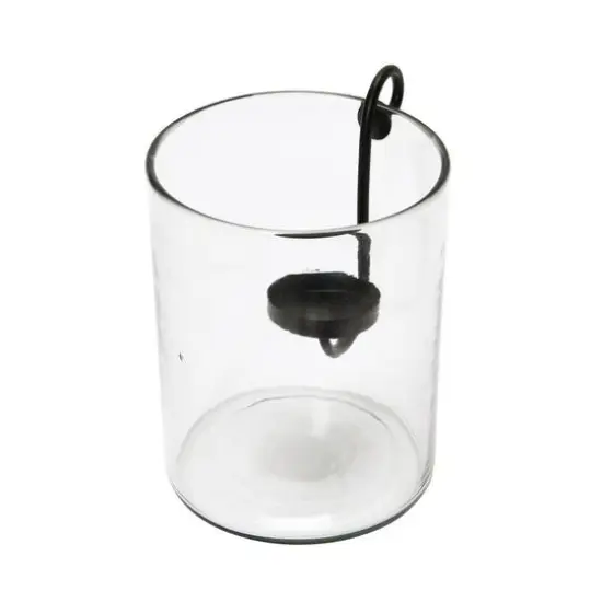 Hello Honey&reg; 9.5" Black Glass Hurricane with Metal Candle Holder {6}