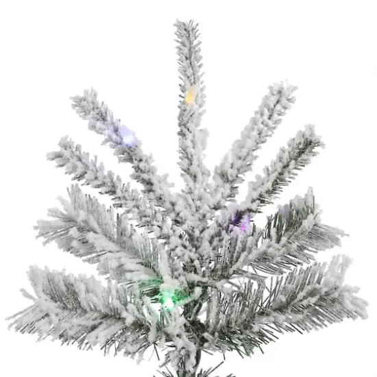 7.5ft. Pre-Lit Flocked Sierra Fir Slim Artificial Christmas Tree, Multi-Colored LED Lights {4}