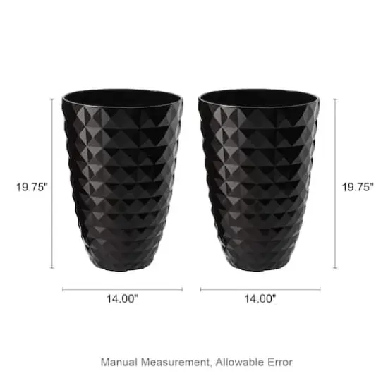 Glitzhome&reg; 19.7" Eco-Friendly Oversized Faux Ceramic Pot Planters, 2ct. Black {9}