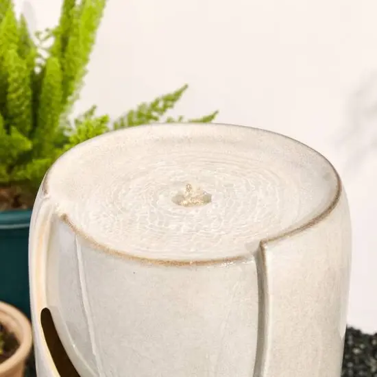 Glitzhome&reg; 29" Ceramic Pot Fountain Sand Beige {5}