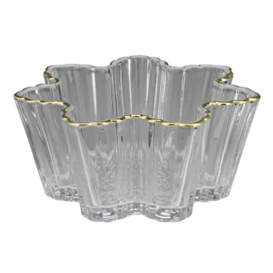 5.75" Clear & Gold Snowflake Candy Dish Serving Bowl {3}
