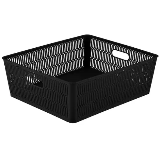 Simplify Slide 2 Stack It Shallow Tote Baskets, 2ct. Black {4}