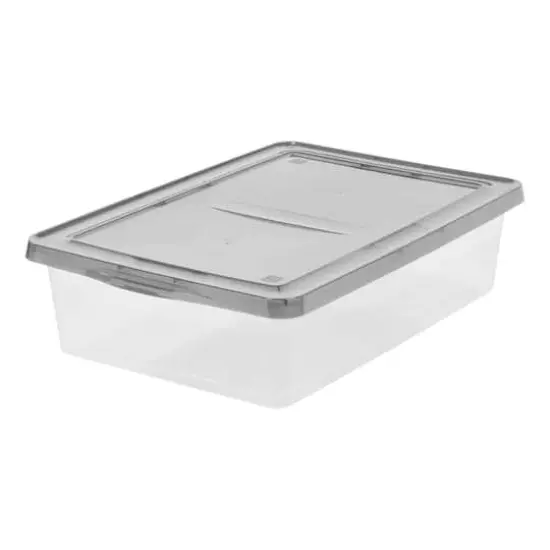 IRIS&reg; 28qt. Clear Snap Top Storage Box with Gray Lid {1}