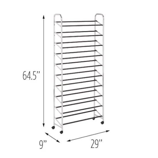 Honey Can Do 30 Pair Chrome Rolling Shoe Tower {5}