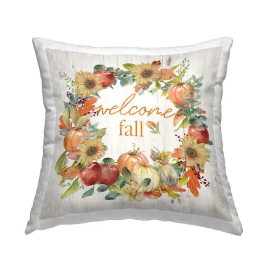 Stupell Industries Welcome Fall Pumpkin Wreath Decorative Printed Throw Pillow {1}