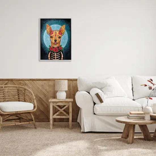 Stupell Industries Day of Dead Chihuahua Framed Giclee Art Gray {3}
