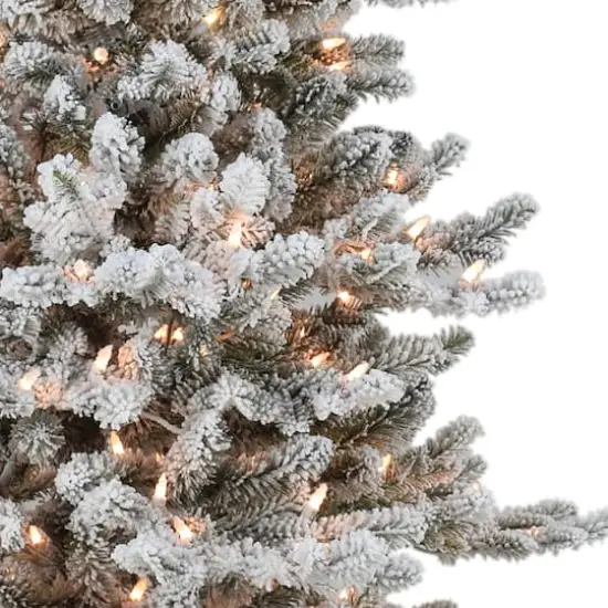 6.5ft. Pre-Lit Flocked Royal Majestic Fir Artificial Christmas Tree, Clear Lights {3}