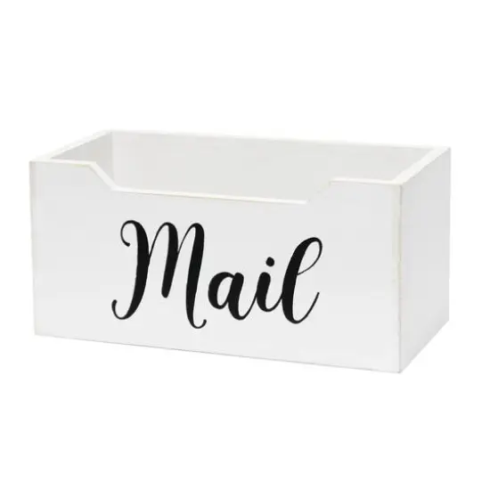 Elegant Designs Decorative Script Word Mail Organizer Box White Wash {1}