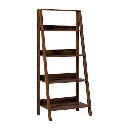 Walker Edison 55" Walnut Modern Ladder Bookshelf {1}