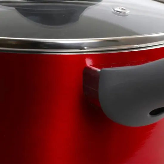 Oster Herscher 2.5qt. Red Aluminum Sauce Pan With Tempered Glass Lid {4}