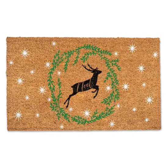 Noel Deer Wreath Doormat {1}