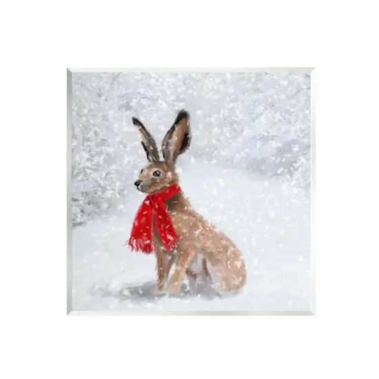 Stupell Industries Winter Rabbit in Red Scarf Wall Art Plaque {1}