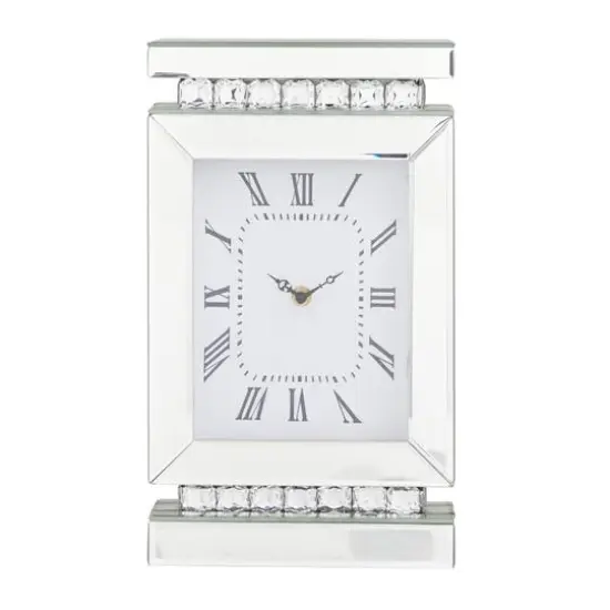 Silver MDF Glam Clock, 14" x 8" x 3" {3}